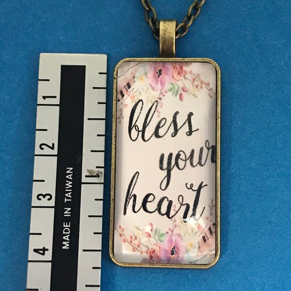 "Bless Your Heart" Antique Bronze Pendant Necklace - Picture 5 of 6